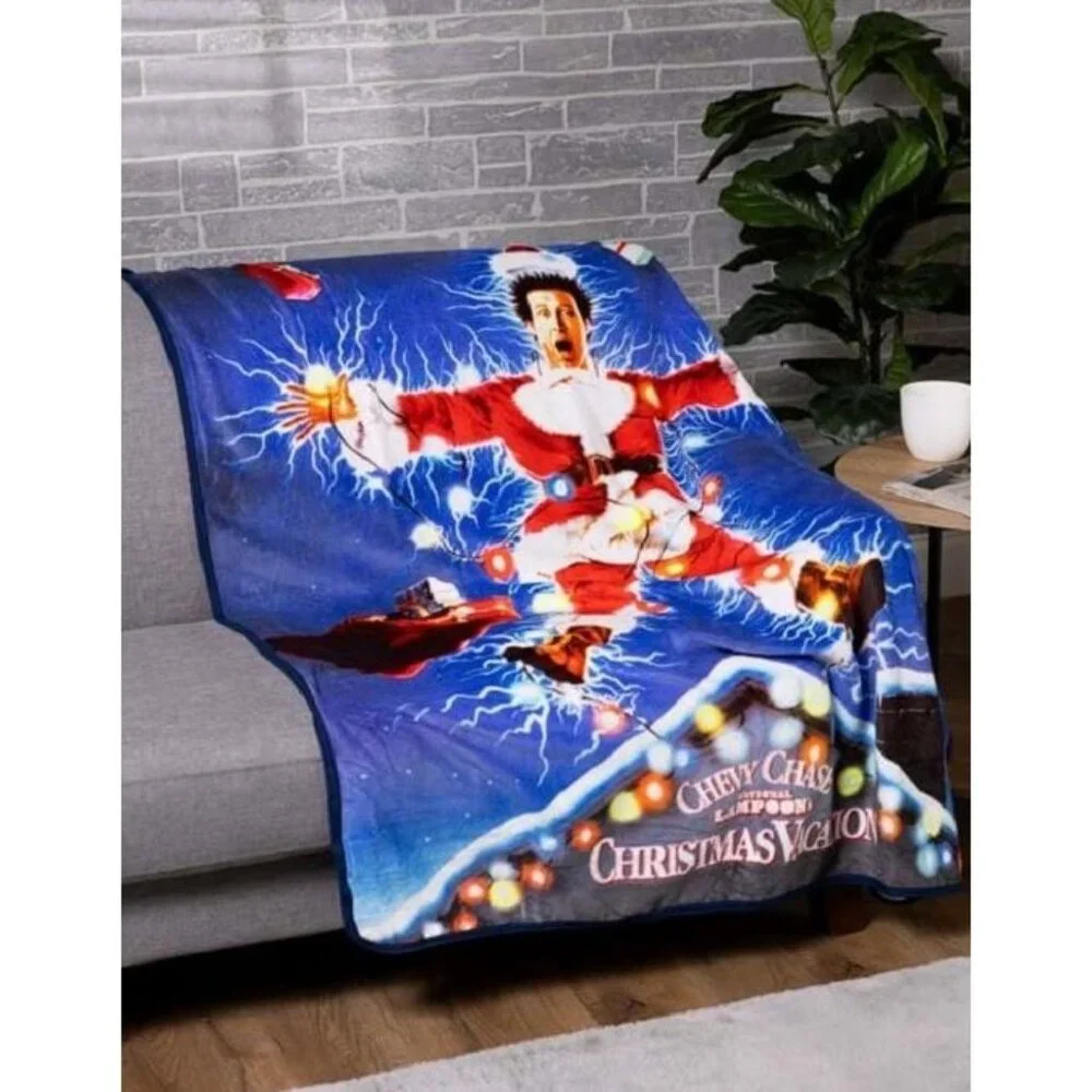 New Christmas Vacation Fleece Throw Blanket Plush Clark Griswold Movie Lights